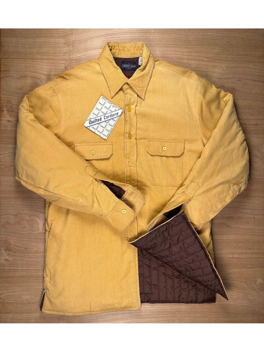 Vintage 80s Sportswear quilted corduroy shirt jacket workwear insulated lined